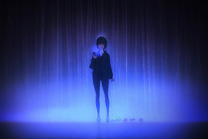 Anime Girl Phone Blue Lights (1280x720) Resolution Wallpaper
