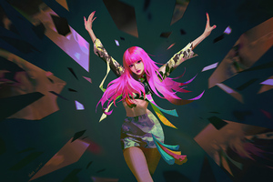 Anime Girl Pink Hair Joy 4k