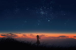 Anime Girl Playing Fluet (2560x1024) Resolution Wallpaper