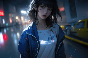 Anime Girl Rainy Reflections Of Loneliness (2932x2932) Resolution Wallpaper