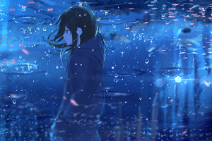 Anime Girl Reflection Water