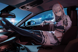 Anime Girl Sitting On Side Car Seat With Iphone Making Stories (1360x768) Resolution Wallpaper