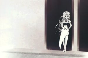 Anime Girl Standing Door 8k (1360x768) Resolution Wallpaper
