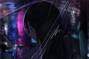 Anime Girl Transparent Umbrella Rain 4k