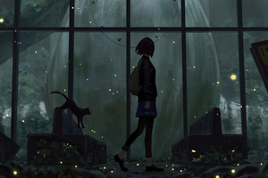 Anime Girl Walk In Abondon City 4k Wallpaper
