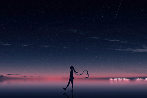 Anime Girl Walking Horizon 4k
