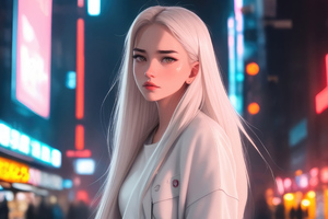 Anime Girl White Hairs In Ubran City (1280x800) Resolution Wallpaper
