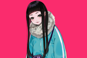 Anime Girl Winter Minimal 4k