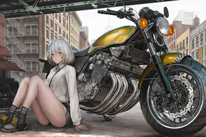 Anime Girl With Bike Wallpaper