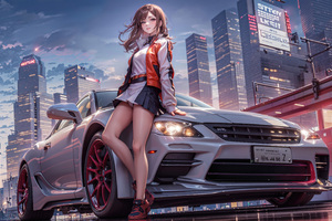 Anime Girl With Cars 5k