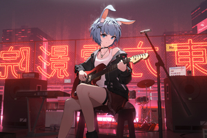 Anime Girl With Guitar 5k