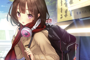 Anime Girl With Headphones Artwork