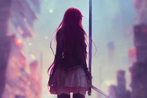 Anime Girl With Swords