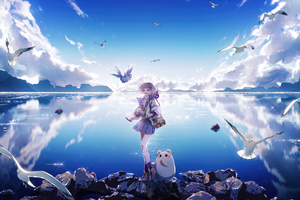 Anime Girls Magical Trip (2560x1080) Resolution Wallpaper