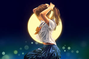 Anime School Girl Alone Under The Stars Wallpaper