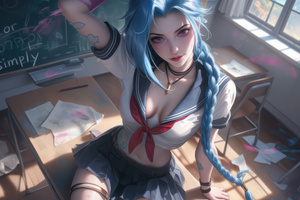 Anime School Girl Laying On Class Bench (1440x900) Resolution Wallpaper