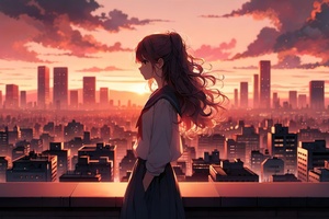 Anime School Girl Lost In Thoughts (2932x2932) Resolution Wallpaper