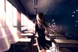 Anime School Girl (1600x900) Resolution Wallpaper