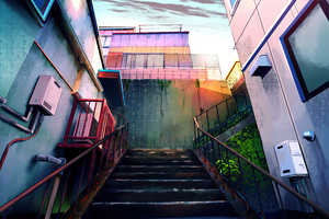 Anime Stairs To Home 4k (1336x768) Resolution Wallpaper