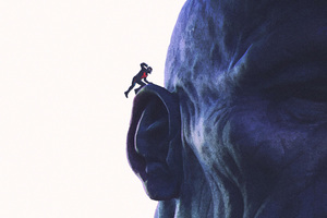 Antman Goes Into Ear Of Thanos Artwork