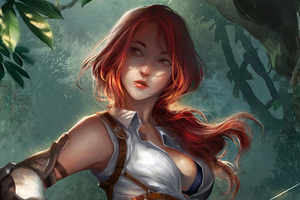 Archer Girl Red Hair Fantasy 4k