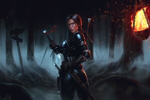 Armor Night Sword Woman Warrior (1024x768) Resolution Wallpaper
