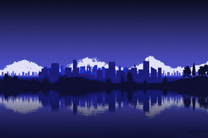 Artistic City Vector Blue 4k (320x240) Resolution Wallpaper
