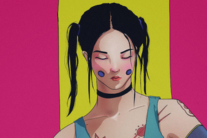 Asian Girl Art (2560x1440) Resolution Wallpaper