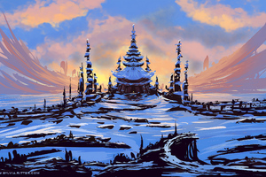 Asian Temple Winter (2560x1700) Resolution Wallpaper
