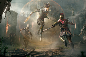 Assassins Creed Odyssey Fight 4k (1152x864) Resolution Wallpaper