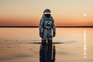 Astronaut Knee Deep In Silence