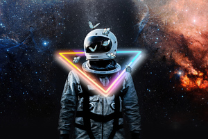 Astronaut Neon Galaxy 5k