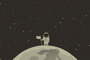 Astronaut With Flag Digital Art 4k
