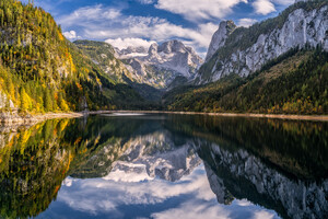 Austria Mountains Lake Autumn Scenery 5k (1280x720) Resolution Wallpaper