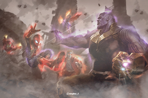 Avengers Fighting With Thanos