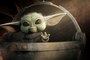 Baby Yoda Saying Hi 5k