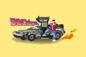 Back To The Future Pixel Art (1600x1200) Resolution Wallpaper