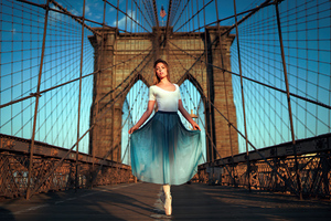 Ballerina At Brooklyn Bridge 4k