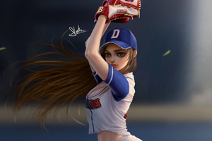 Baseball Girl (1366x768) Resolution Wallpaper
