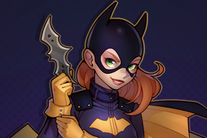 Batgirl With Batarang Minimal 4k (1360x768) Resolution Wallpaper