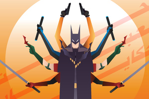 Batman All Guns And Sword (320x240) Resolution Wallpaper