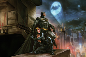 Batman And Catwoman Forbidden Love (1360x768) Resolution Wallpaper