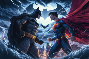 Batman And Superman Soar Together (1336x768) Resolution Wallpaper