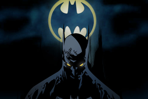Batman Behind Bat Signal (2048x1152) Resolution Wallpaper