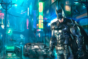 Batman Behind Batmobile