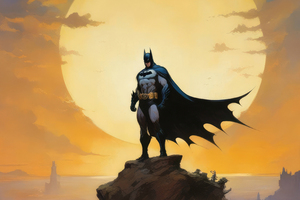Batman Embracing The Rising Sun (2932x2932) Resolution Wallpaper
