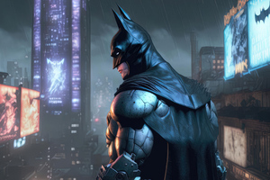 Batman Keeping The City Safe (2932x2932) Resolution Wallpaper