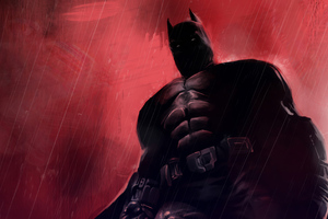 Batman Red Background 4k (2048x2048) Resolution Wallpaper