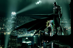 Batman Seeing Gotham With Girl 4k (2048x1152) Resolution Wallpaper