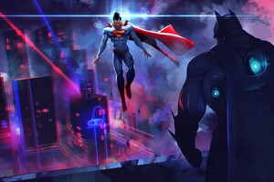 Batman Vs Superman Neon Lights Artwork
